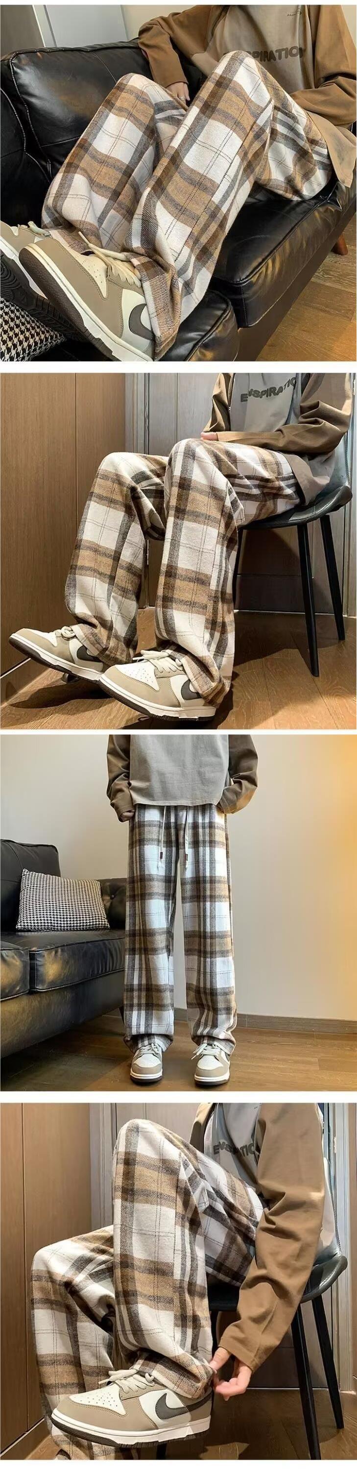 柄 パンツ 格子柄あったかリラックスパンツ