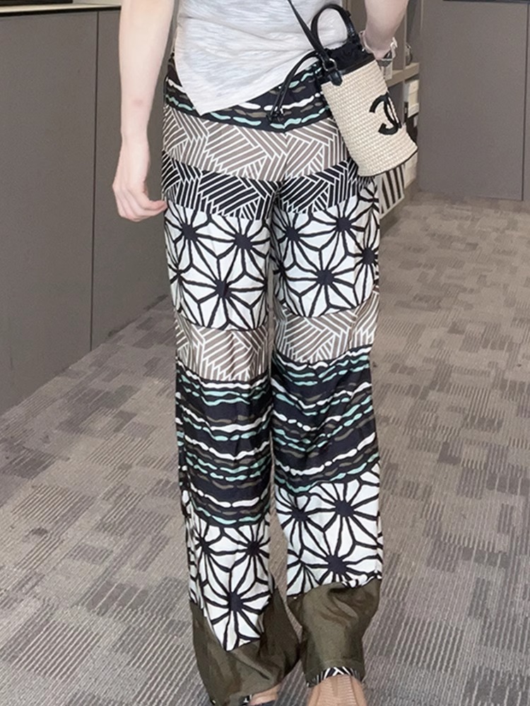 柄 パンツ 麗華模様ワイドパンツ