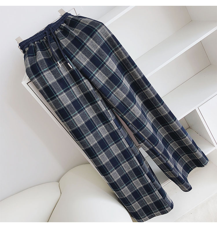 柄 パンツ レディース ハイウエスト ワイドパンツ チェック柄 着痩せ効果