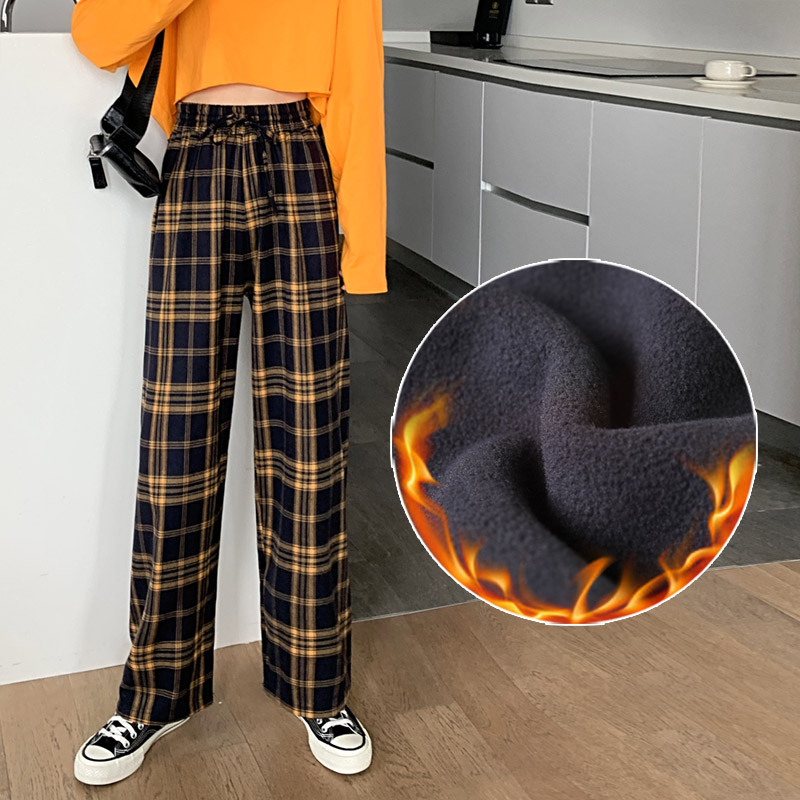 柄 パンツ チェック柄ワイドパンツ ゆったりロング丈ガウチョボトムス