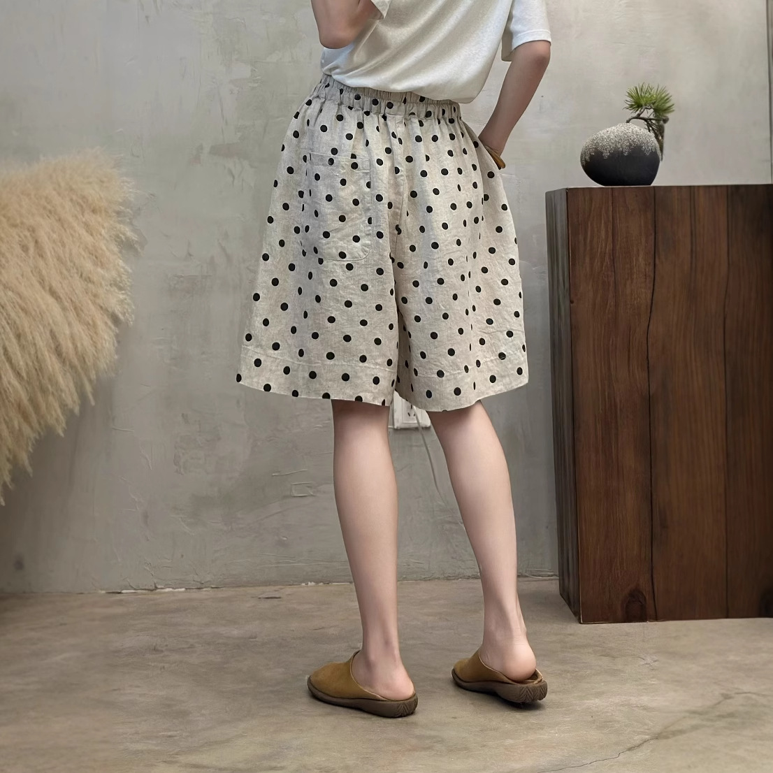 柄 パンツ なごみ水玉ふんわりキュロット