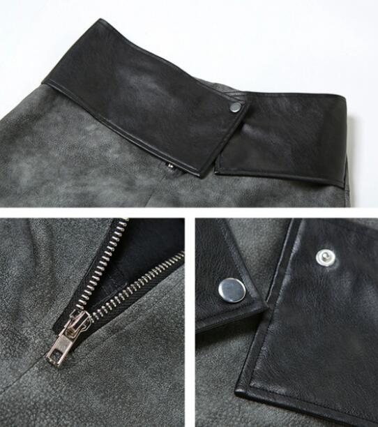 柄 パンツ 迷彩柄ハイウェストワイドパンツ合成革