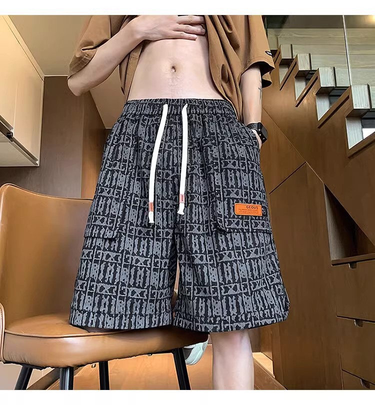 柄 パンツ 幾何学迷路ペイズリーハーフパンツ