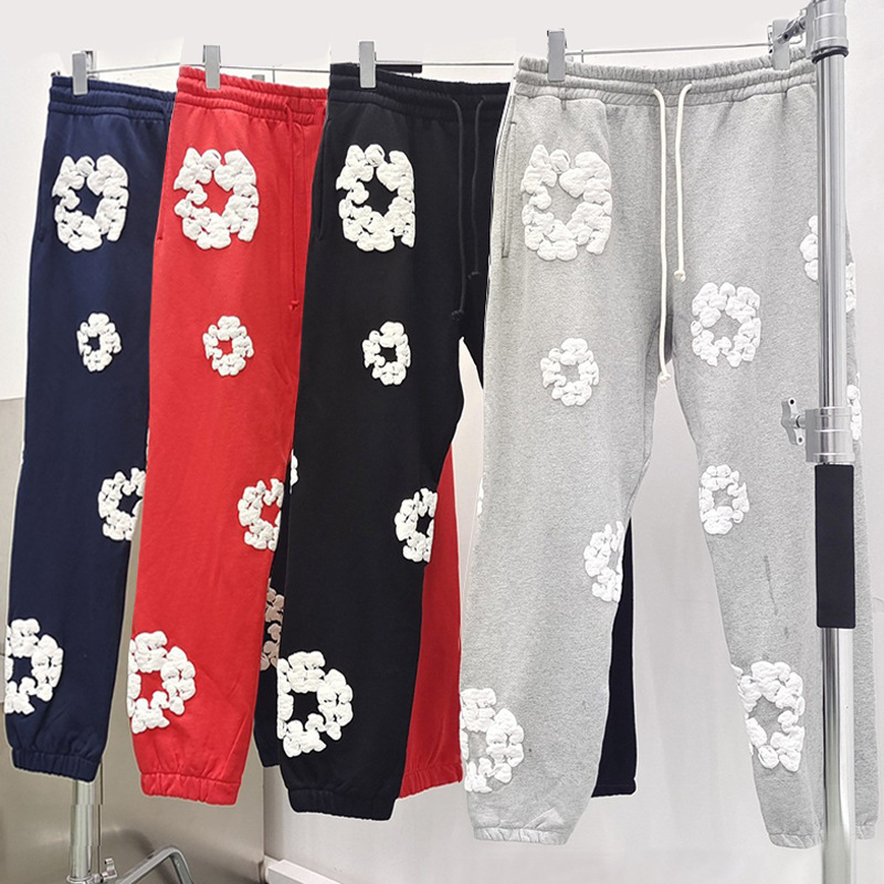 柄 パンツ 花輪モチーフスウェットパンツ