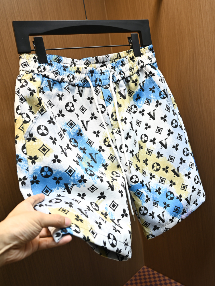 柄 パンツ 幾何学模様モノグラムショートパンツ