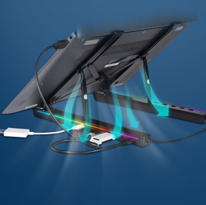 発光機能付き折りたたみ式ノートパソコンスタンド