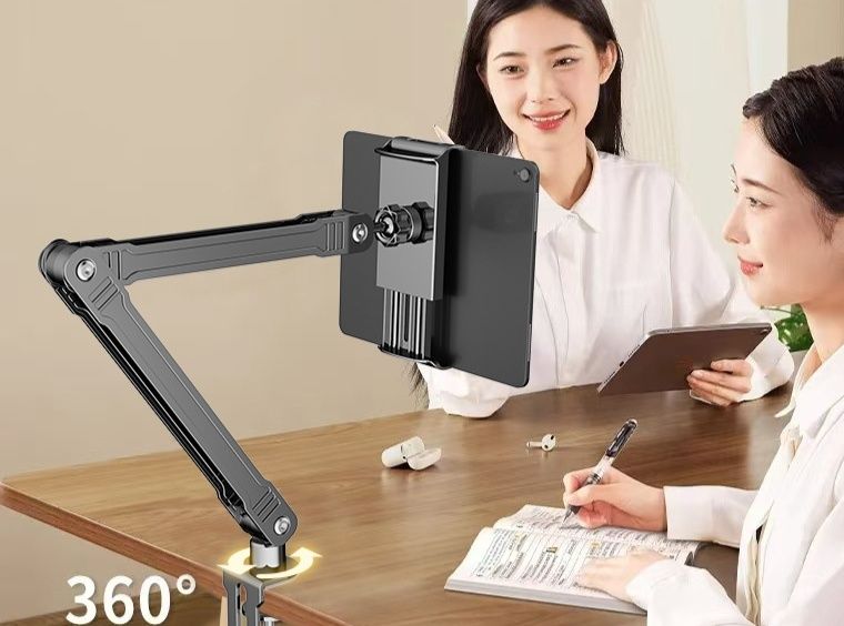 パソコンスタンド 360度回転アーム式卓上タブレット・スマートフォン兼用スタンド