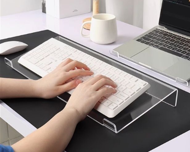 パソコンスタンド 透明アクリル製キーボード台座付きパソコンスタンド