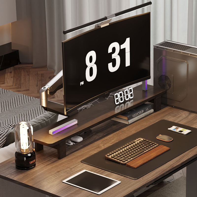 パソコンスタンド 二段棚付き液晶モニター台デスク整理スタンド
