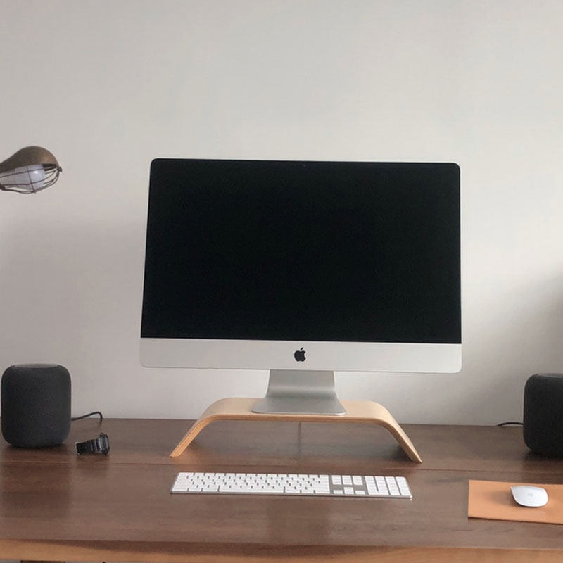 パソコンスタンド 天然木製曲線デザイン卓上モニター台
