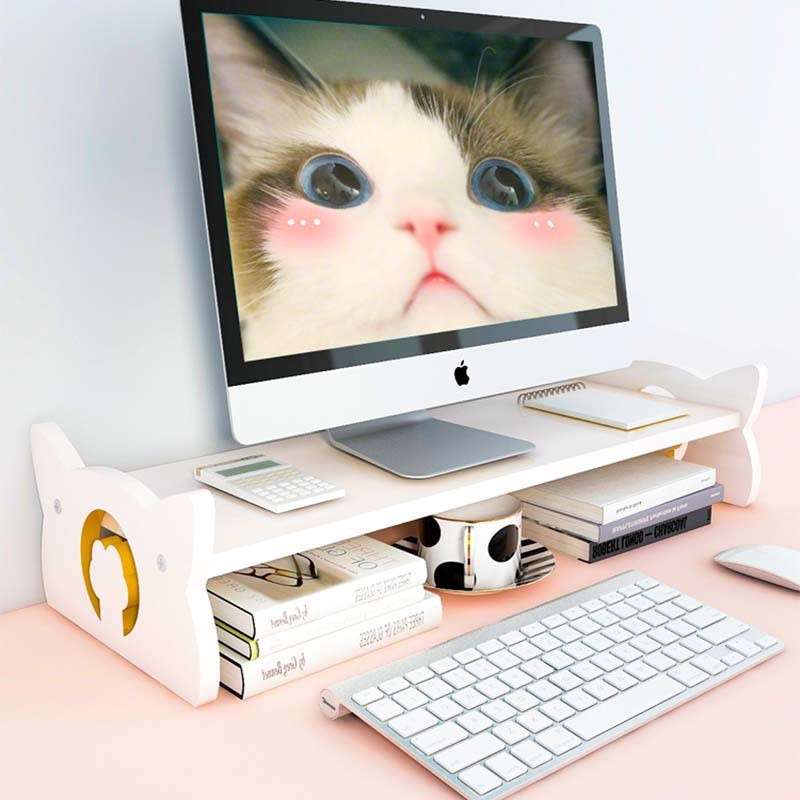 パソコンスタンド 猫モチーフのモニター台 卓上収納ラック