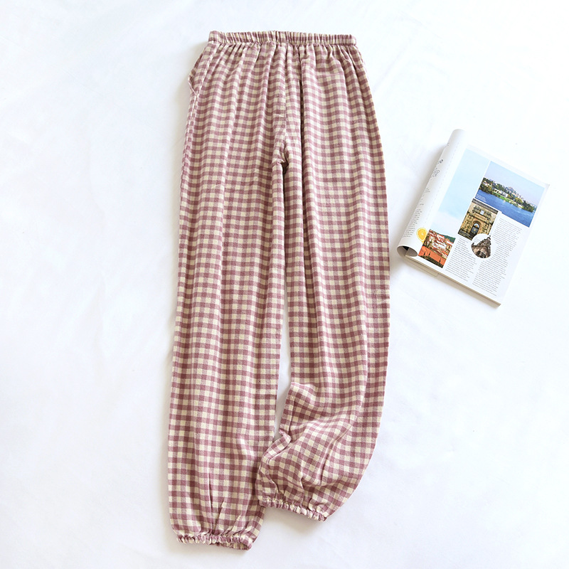 チェックパンツ コットンギンガムゆったりルームパンツ
