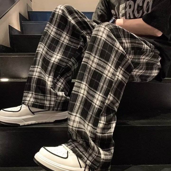 チェックパンツ ゆったりタータンチェックワイドパンツ