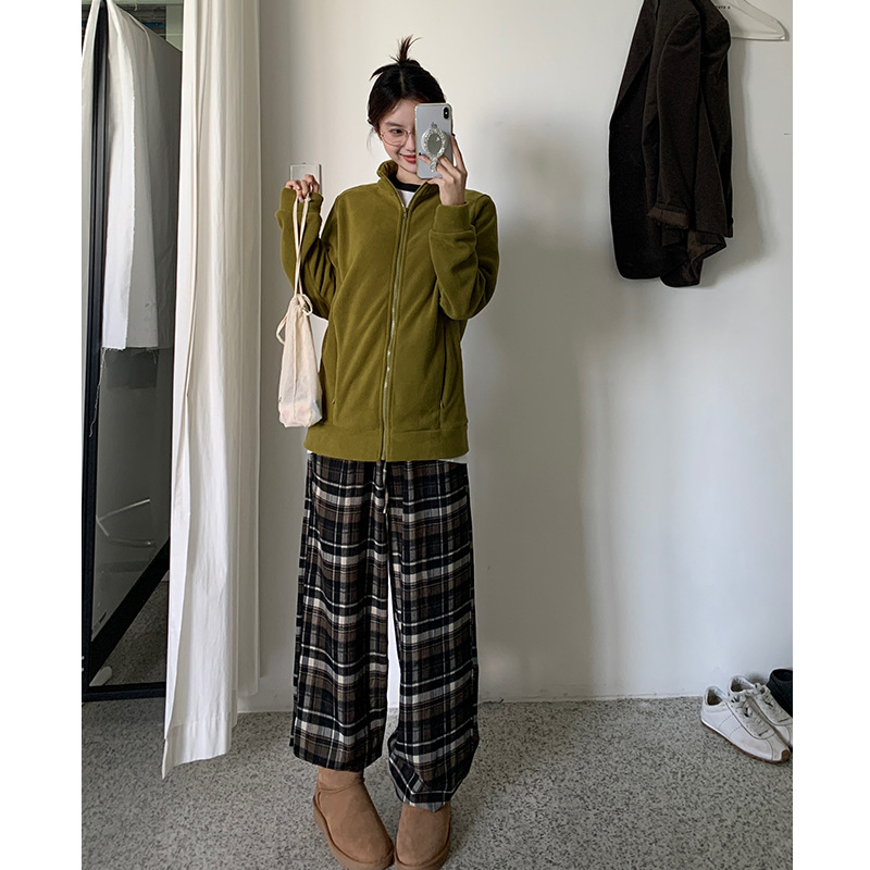 チェックパンツ ウエストゴム入り ゆったりタータンパンツ