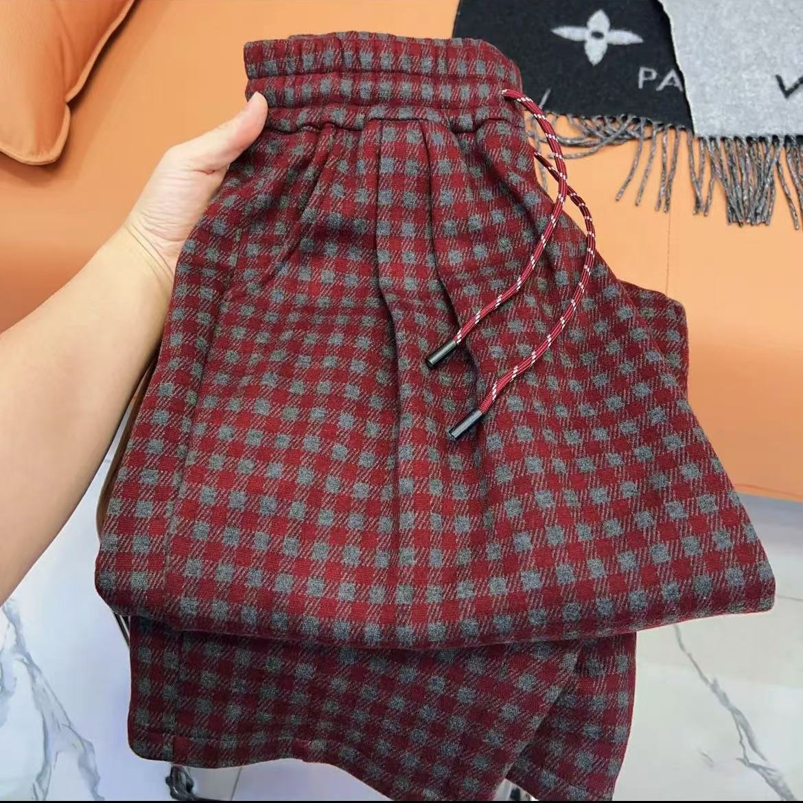 チェックパンツゆったり美シルエットチェックパンツ