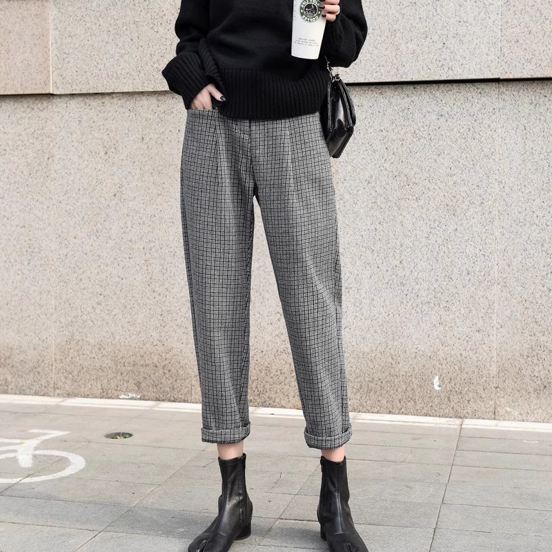チェックパンツ 大人の雰囲気漂う チェックテーパードパンツ