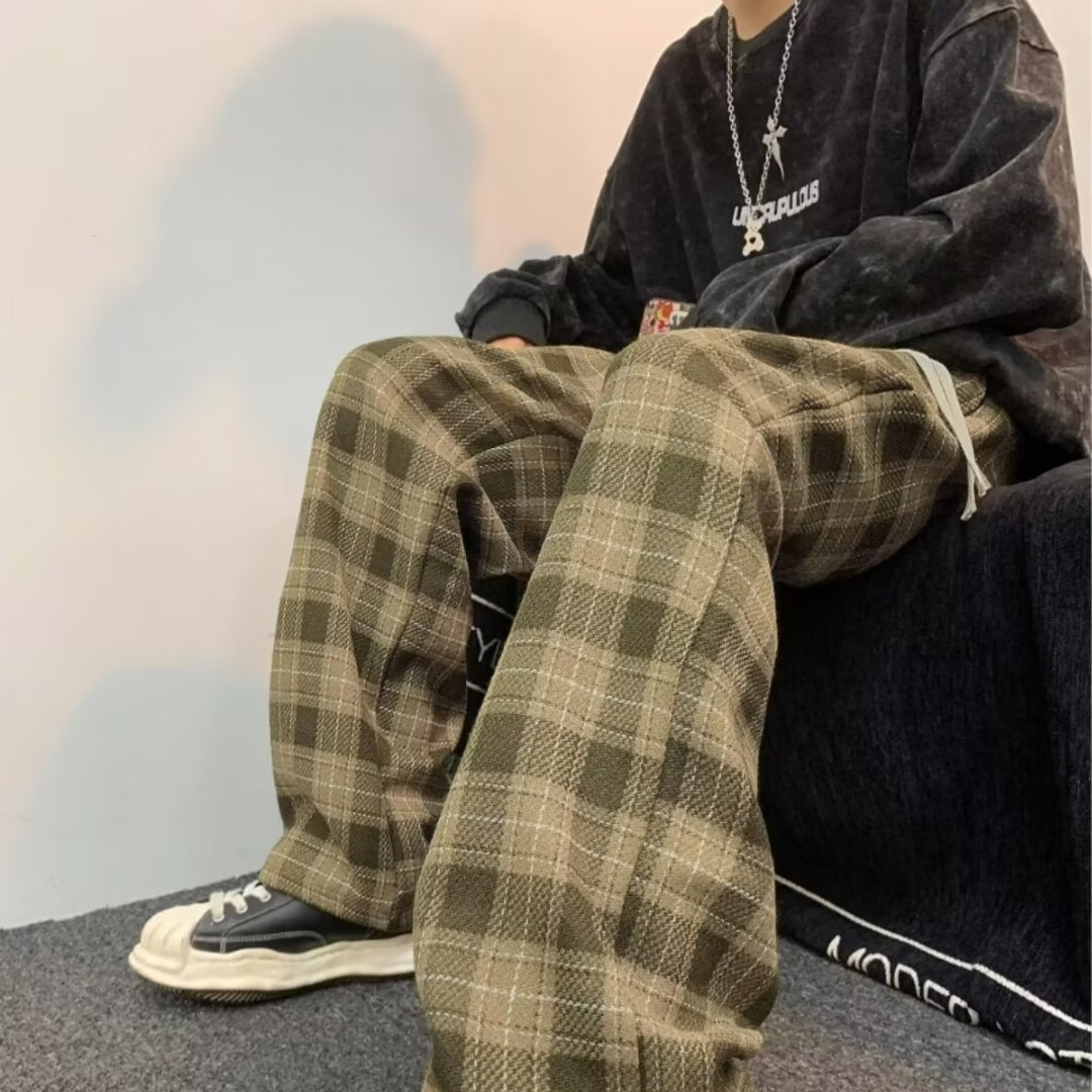 チェックパンツ ゆったりチェックワイドパンツ