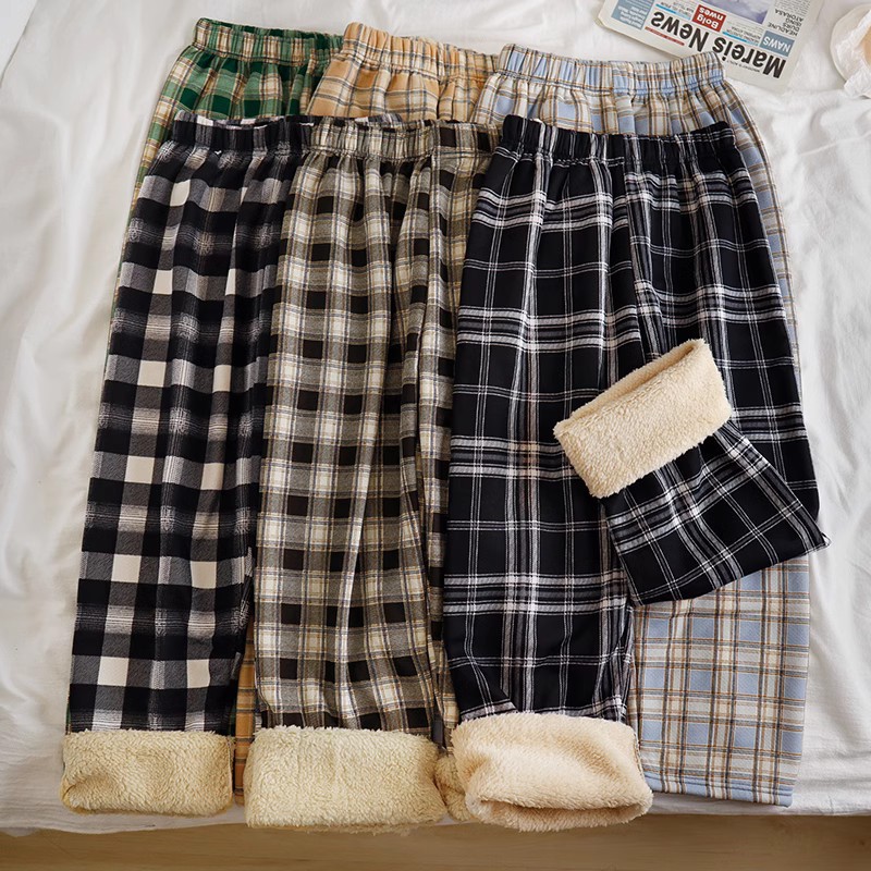 チェックパンツもこもこ裏起毛チェックパンツ