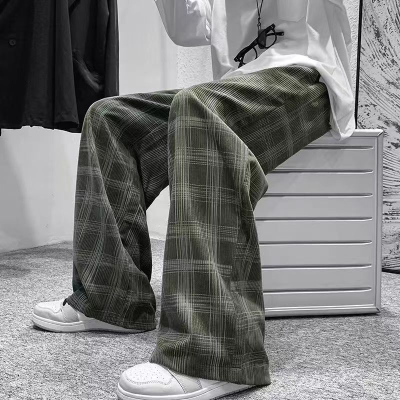 チェックパンツ ゆったりタータン チェック ワイドパンツ