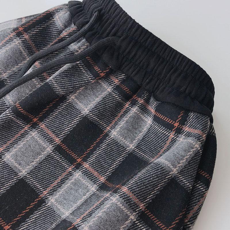 チェックパンツ あったか起毛チェックテーパードパンツ