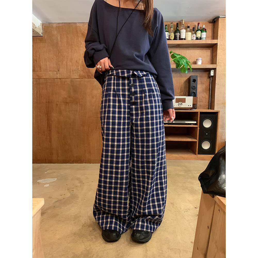 チェックパンツ ゆったりチェック柄パンツ