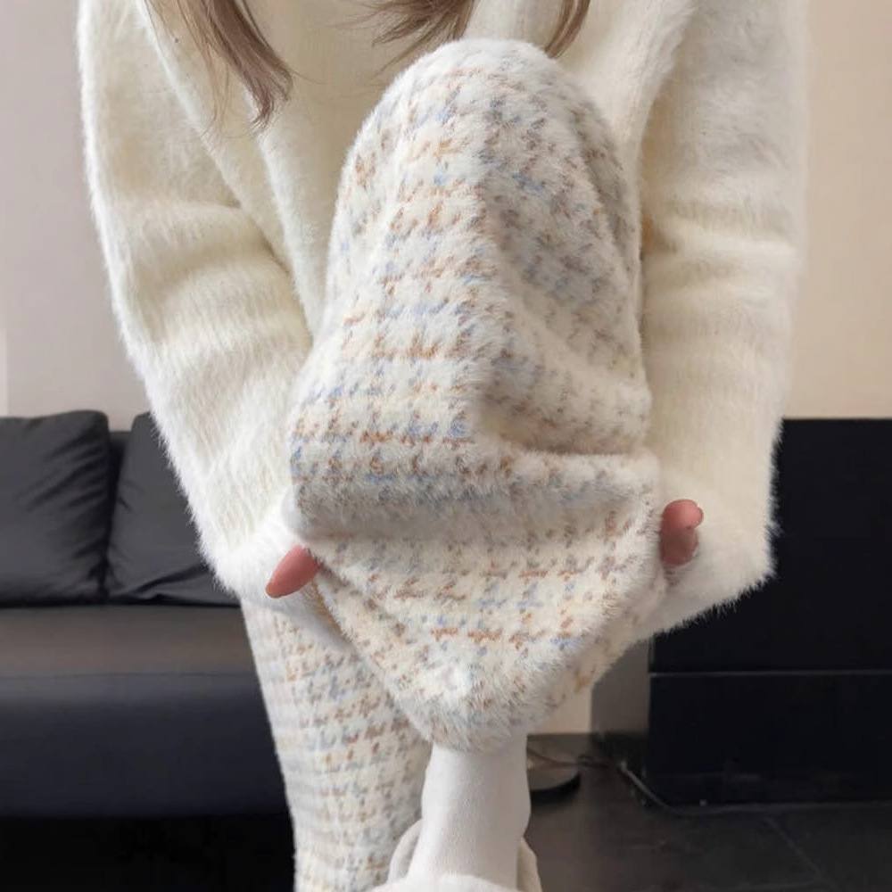 チェックパンツ ふわもこ チェック ホームウェア パンツ