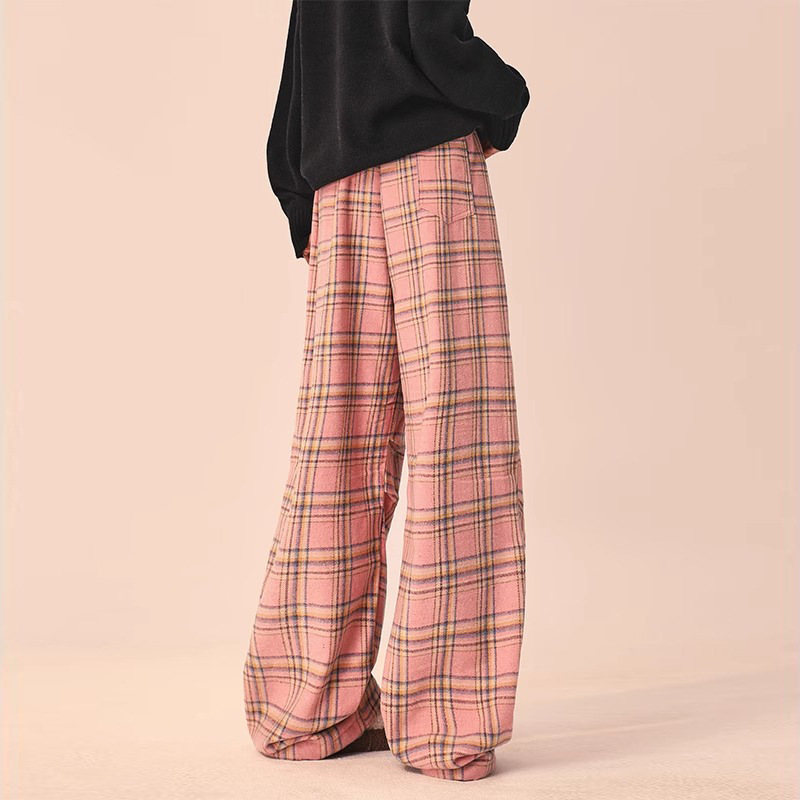 チェックパンツ チェック柄ゆったりワイドパンツ