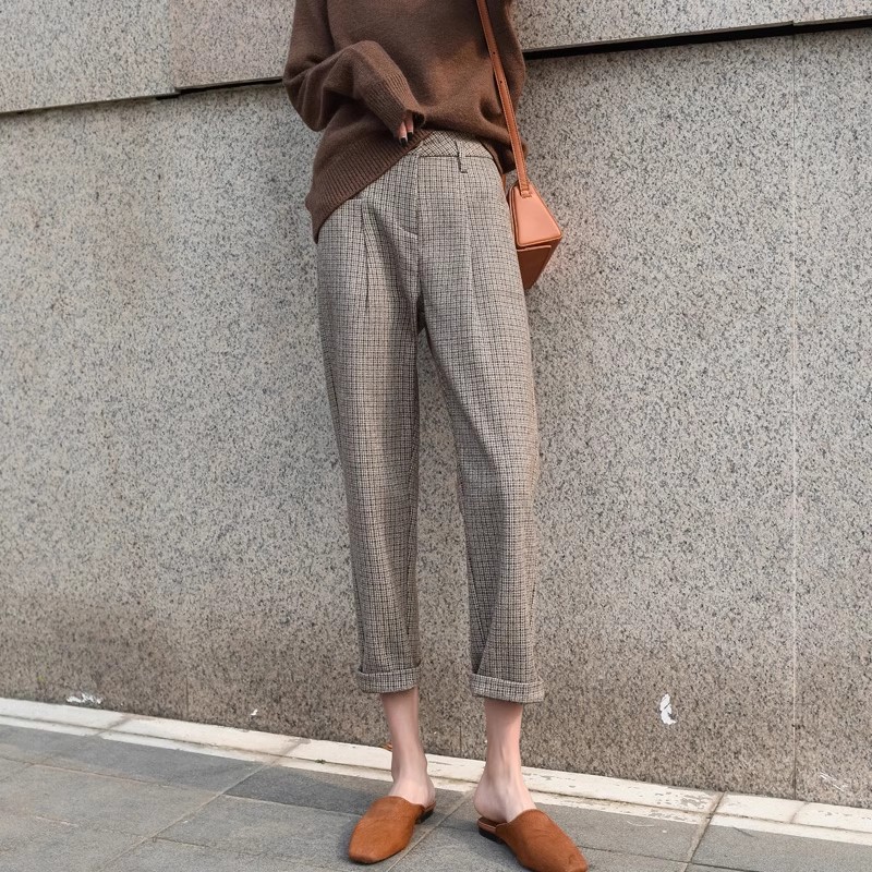 チェックパンツ 大人の雰囲気漂う チェックテーパードパンツ