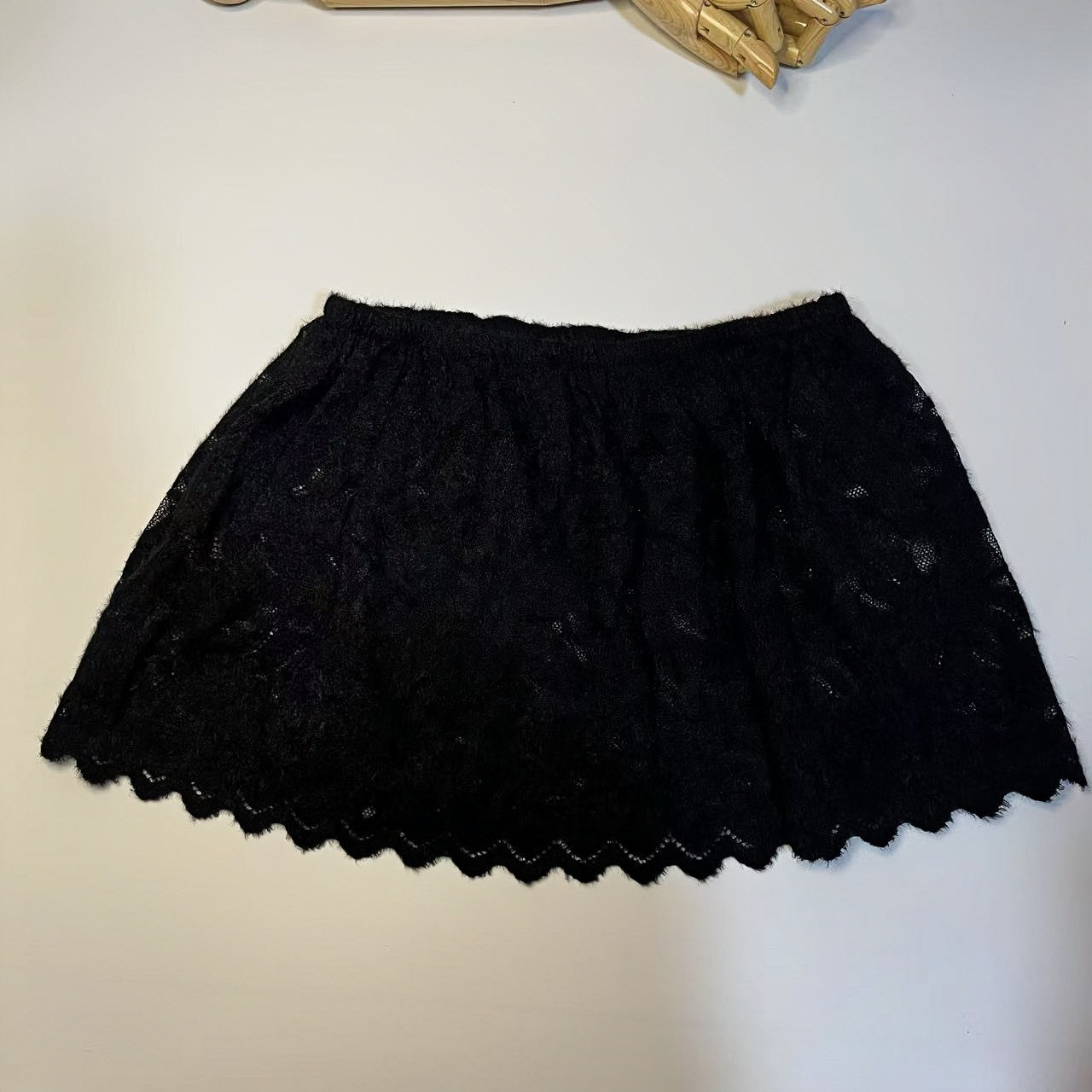 ペチコート 総レース花柄スカラップ裾ペチコート