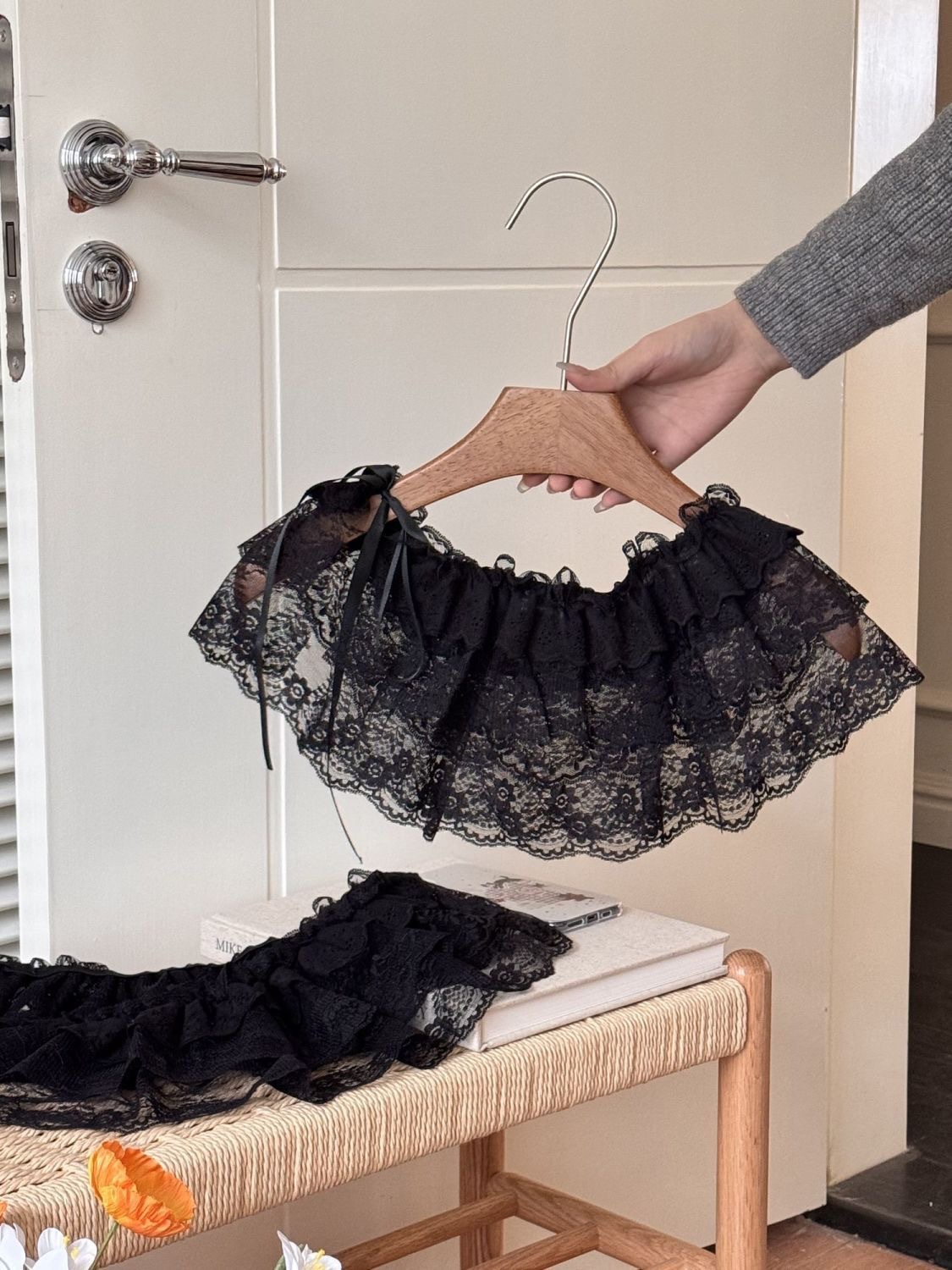 ペチコート レース 花柄総フリル付き