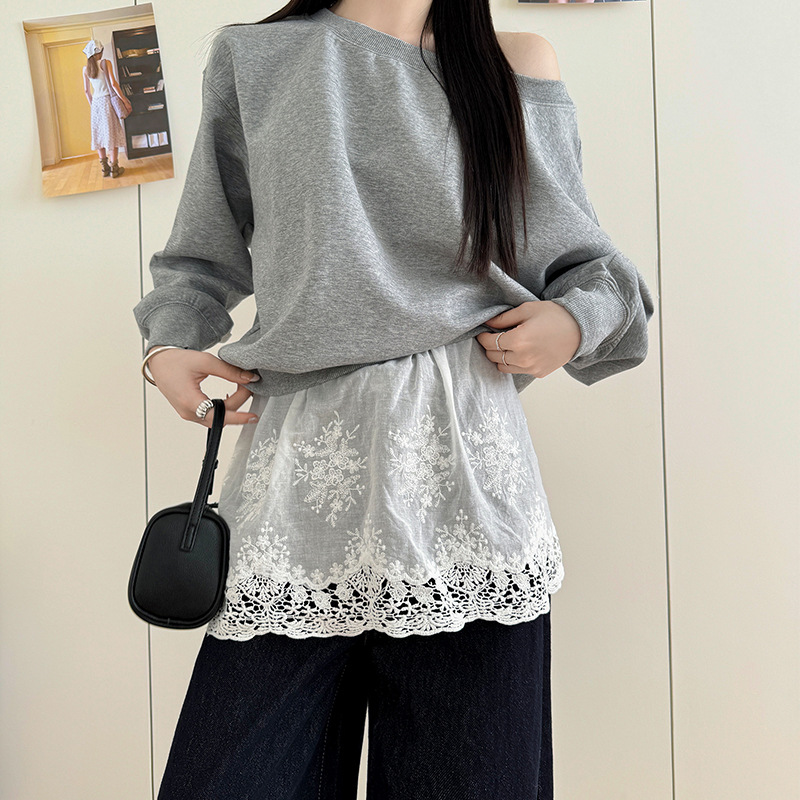 ペチコート 花模様刺繍付きレースペチコート