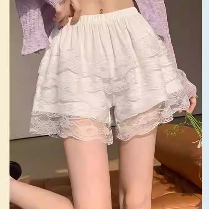 ペチコート レース重ね花びらキュロット