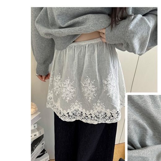 ペチコート 花模様刺繍付きレースペチコート