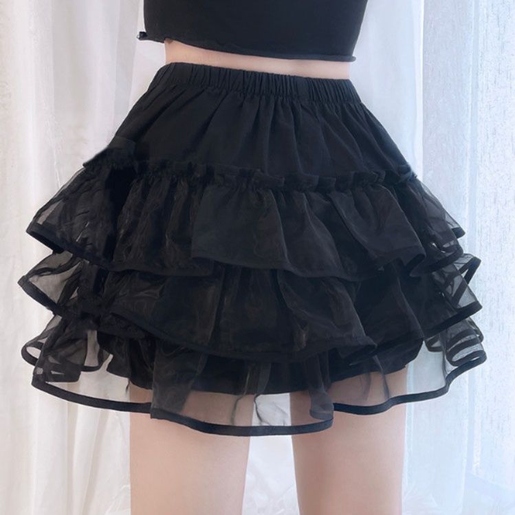 ペチコートキュロット  三段重ねフリルチュール仕様ペチコート