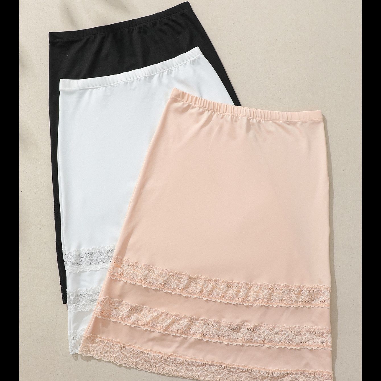 ペチコートエスカート  三段レース付き透け感