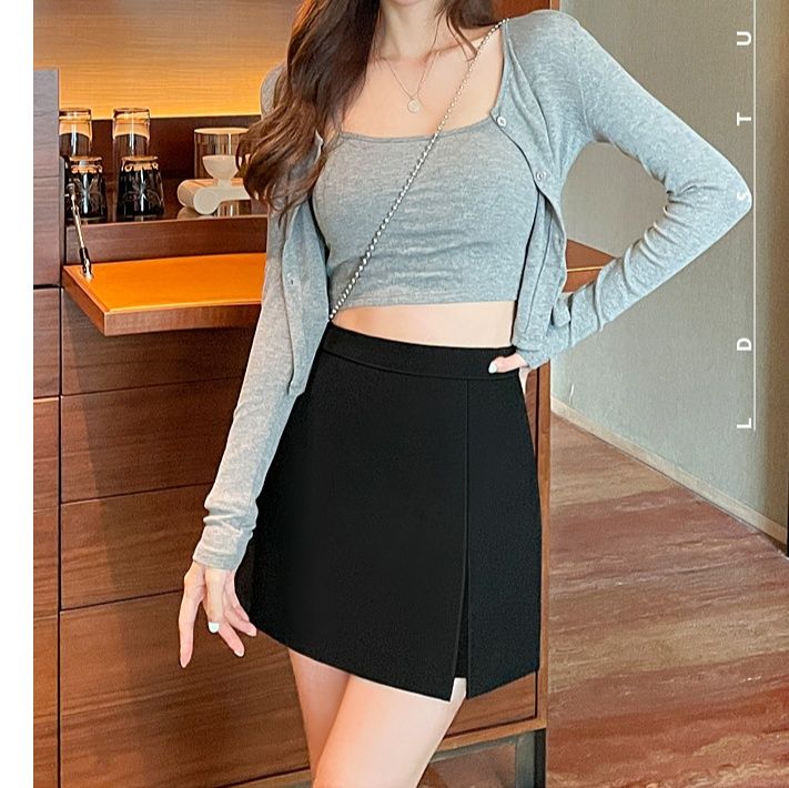 ペチコートキュロット 斜めスリット入り一体型