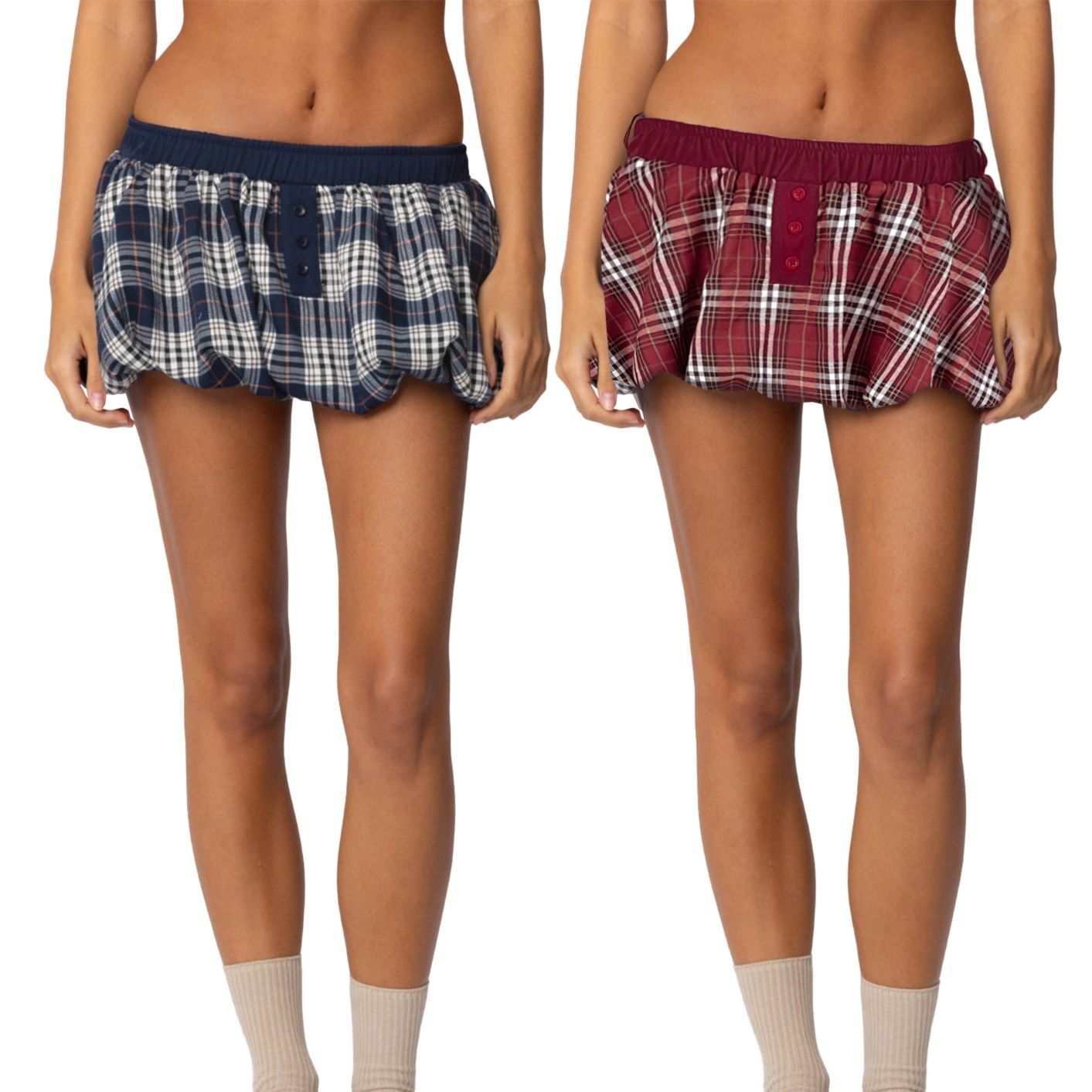 ペチコート スカート チェック柄フリル裾ミニ丈