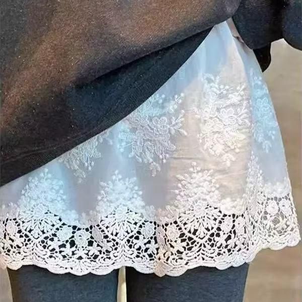 ペチコート 花柄刺繍レース裾見せペチコートスカート