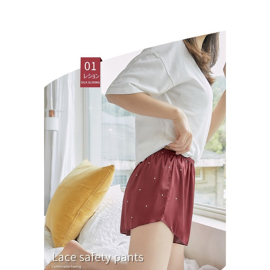 夏用薄手ペチコートキュロット ドット柄安全パンツ