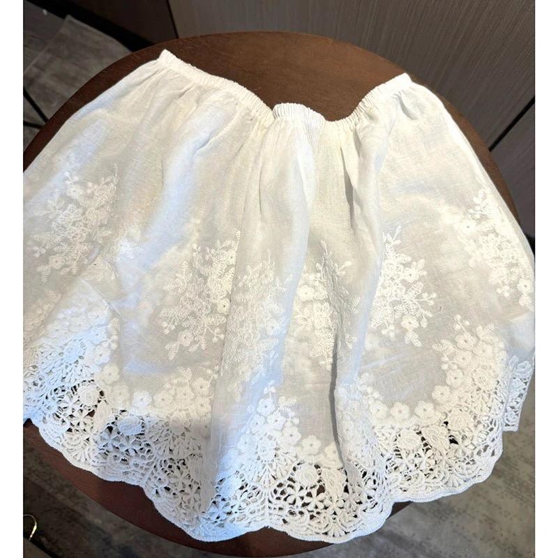 ペチコート 花柄刺繍レース裾ゴムウエストペチコートスカート