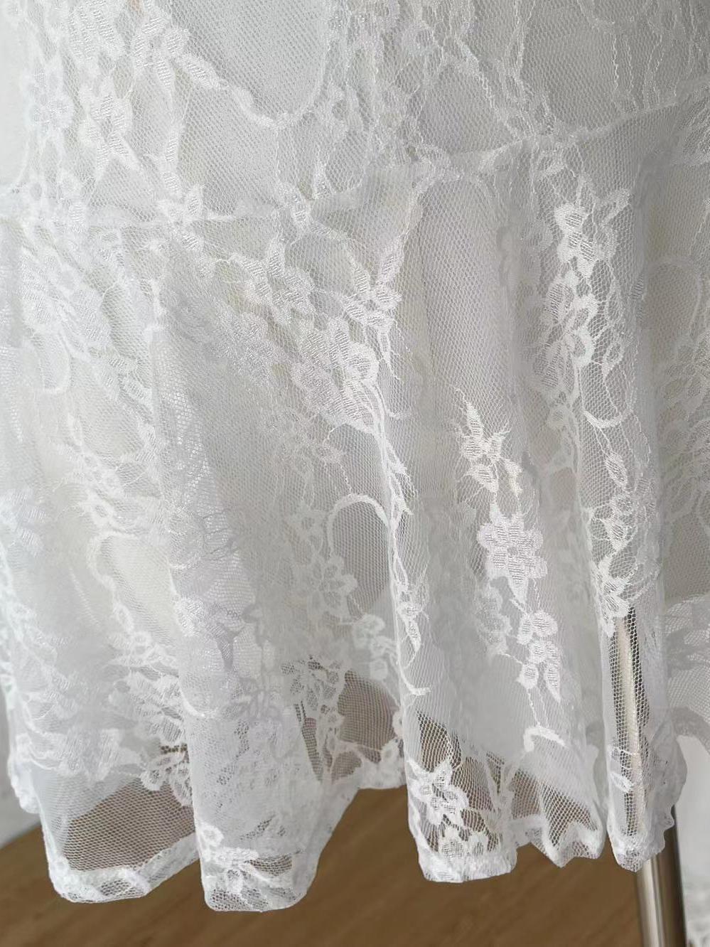 ペチコート 花柄総レース裾広がり蝶結び付きペチコート