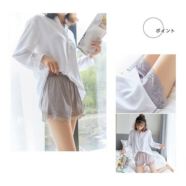 夏用薄手キュロット レース付きペチコート透け防止安全パンツ