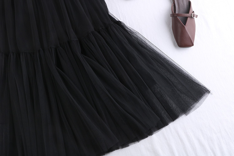 ペチコート スカート　繊細チュールプリーツ切替ティアード