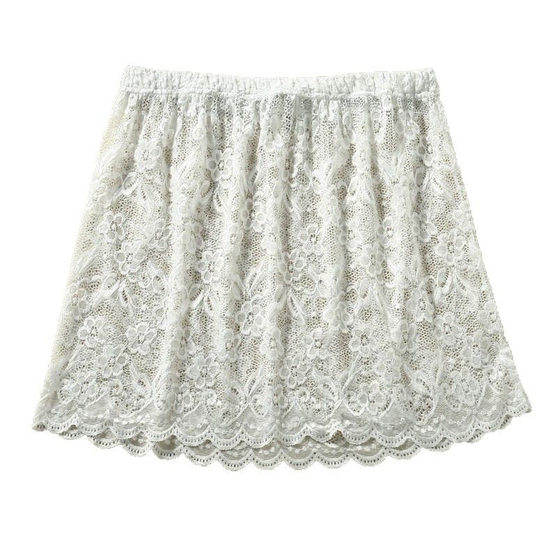ペチコート 花柄総レース仕立ての裾スカラップペチコート