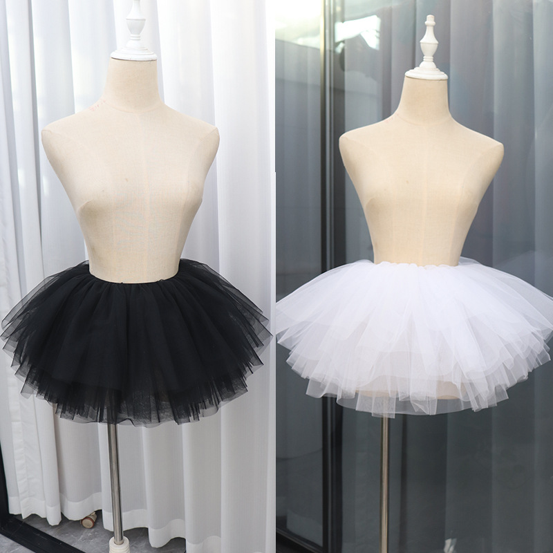 ペチコート レース　ボリューム満点チュール重ね短丈