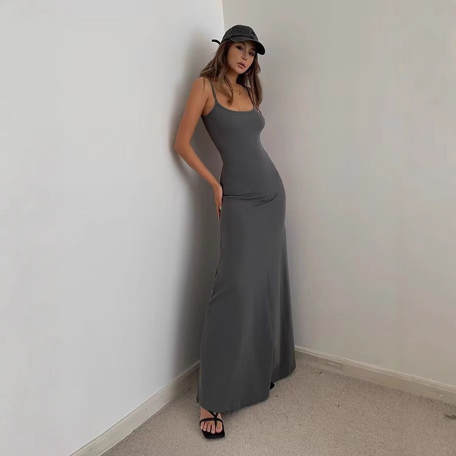 ペチコート ワンピース 細身肩紐キャミソール型ロング丈