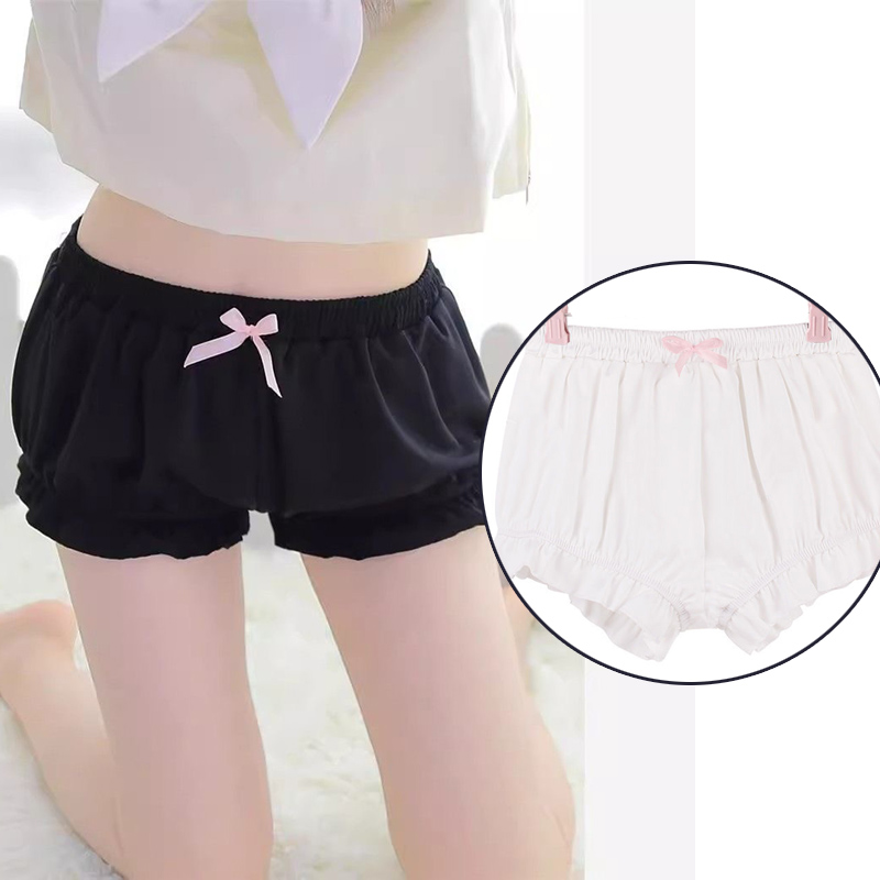 かぼちゃパンツ ペチコート 黒白2色セット リボン付き