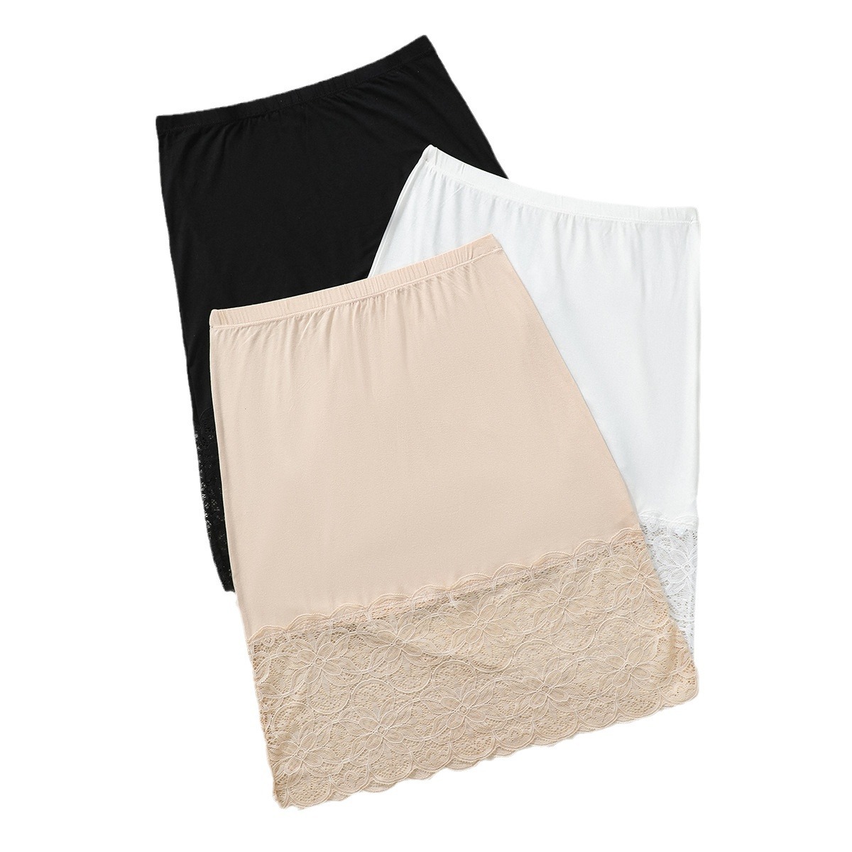 裾レース装飾付きタイトペチコートスカート