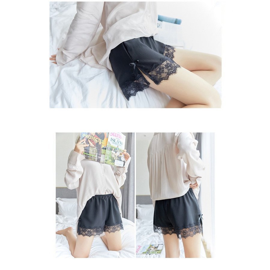 夏用薄手キュロット レース付きペチコート透け防止安全パンツ