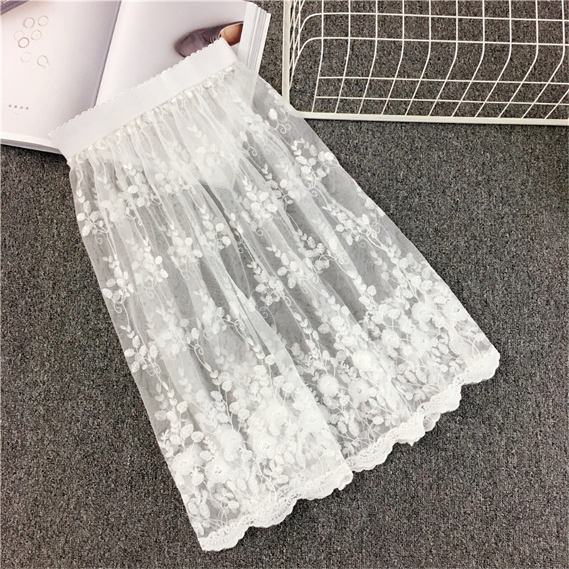 ペチコート 花柄刺繍レースペチコート 膝丈タイプ